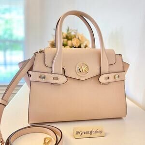 Michael Kors Purse Carmen Medium Flap Satchel shoulder bag buff